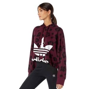 Adidas Cheetah Print Crop Hoodie